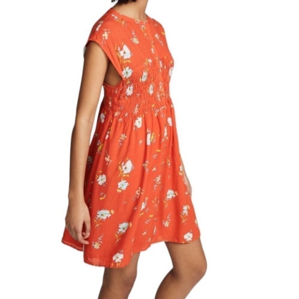 Free People Greatest Day Smocked Mini Dress XS casual vacation romantic summer - Picture 16 of 16